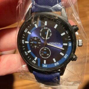 Geneva Black and Blue Chronograph Watch